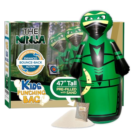 INFLATABLE DUDES Ninja Toy 47 Inches -Kids Punching Bag | Already Filled with Sand| Bop Bag | Inflatable Bopper | Boxing | Ninja Birthday Party | Party Decorations | Punching Bag for Kids- (Archy) - Image 1