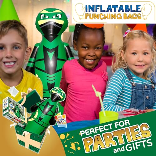INFLATABLE DUDES Ninja Toy 47 Inches -Kids Punching Bag | Already Filled with Sand| Bop Bag | Inflatable Bopper | Boxing | Ninja Birthday Party | Party Decorations | Punching Bag for Kids- (Archy) - Image 4