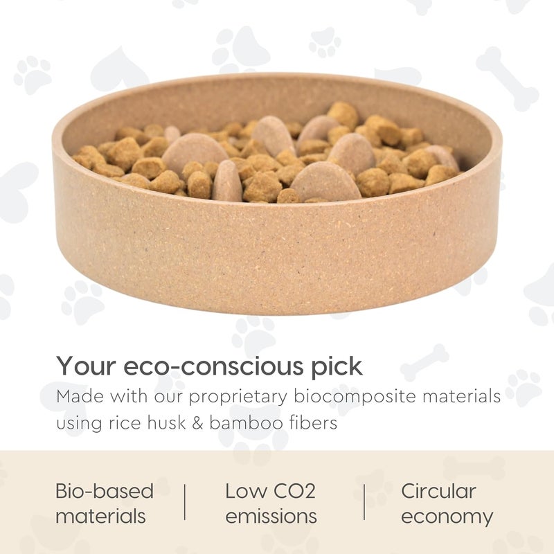 Eha Earth-Friendly Slow Feeder For Dogs|Dog Bowl Small|400 Ml|Pet Bowl Made With Rice Husk And Bamboo Fibers|Dog Food Bowl|1 Unit|Tortilla,15X15X4.5 Cm - Image 4