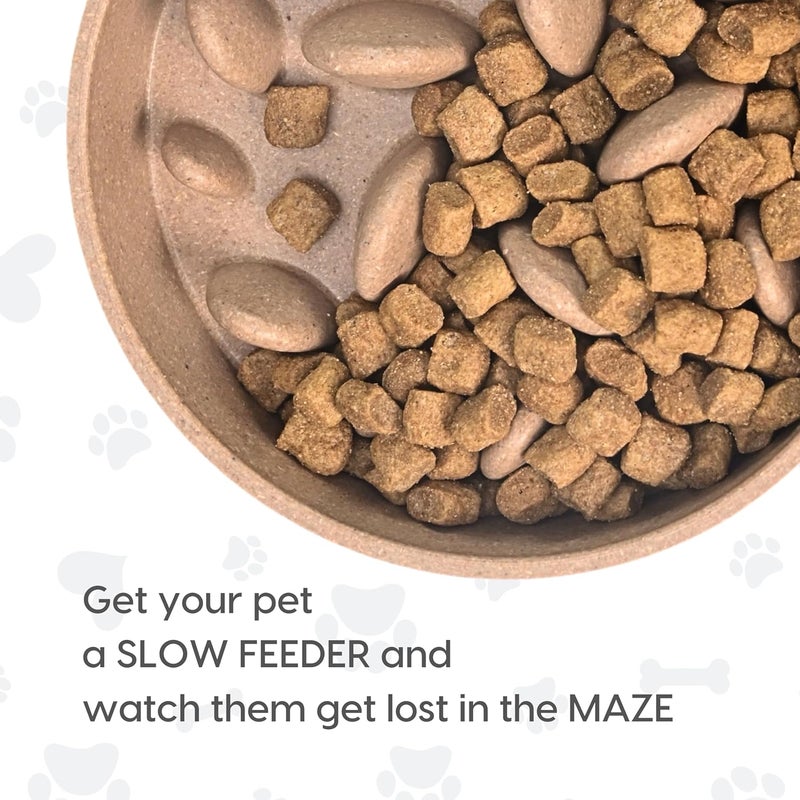 Eha Earth-Friendly Slow Feeder For Dogs|Dog Bowl Small|400 Ml|Pet Bowl Made With Rice Husk And Bamboo Fibers|Dog Food Bowl|1 Unit|Tortilla,15X15X4.5 Cm - Image 2