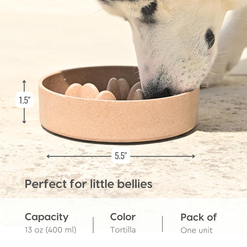 Eha Earth-Friendly Slow Feeder For Dogs|Dog Bowl Small|400 Ml|Pet Bowl Made With Rice Husk And Bamboo Fibers|Dog Food Bowl|1 Unit|Tortilla,15X15X4.5 Cm - Image 3