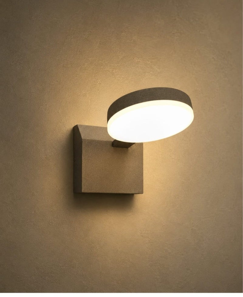 Modern gray circular wall lamp (sconcealer) with comfortable lighting - Image 1