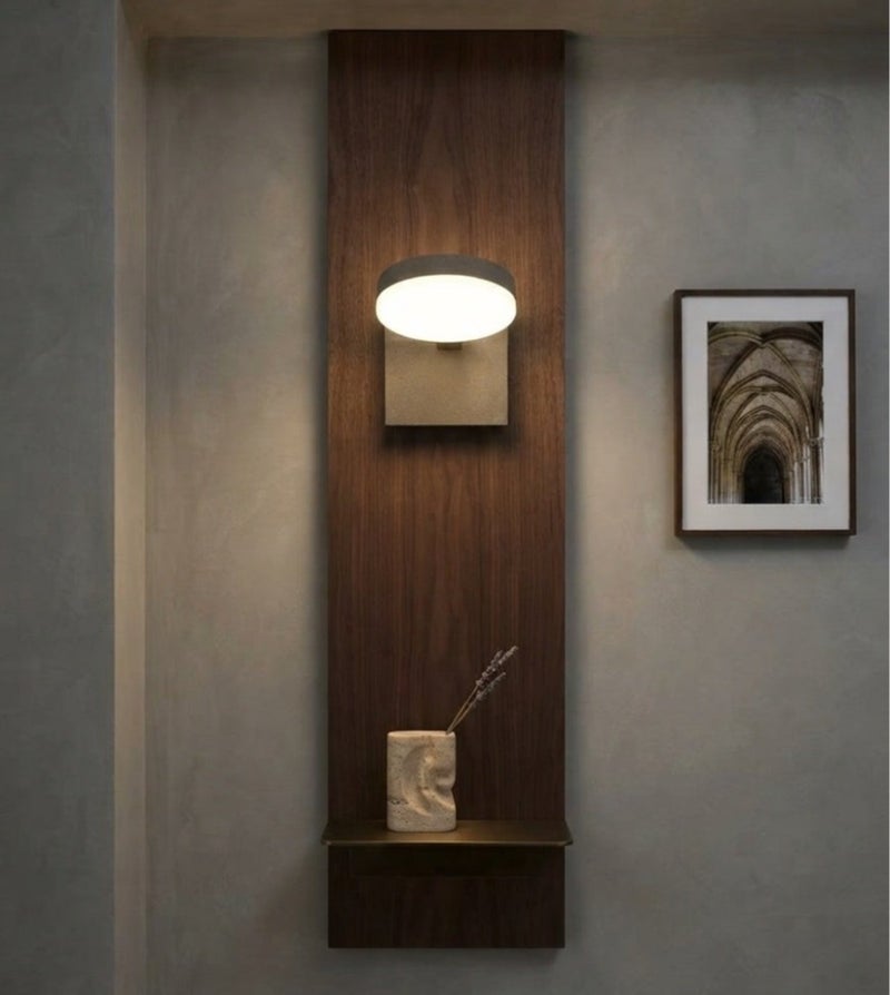 Modern gray circular wall lamp (sconcealer) with comfortable lighting - Image 2