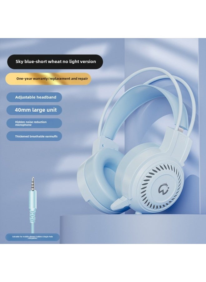 Generic - Computer Headset With Microphone Gaming Desktop Special Wired Microphone Laptop Headset Bluetooth-Color:Package 2 Removable Fashionable Cat Ears - Blue Short Microphone Matte Version - Image 1