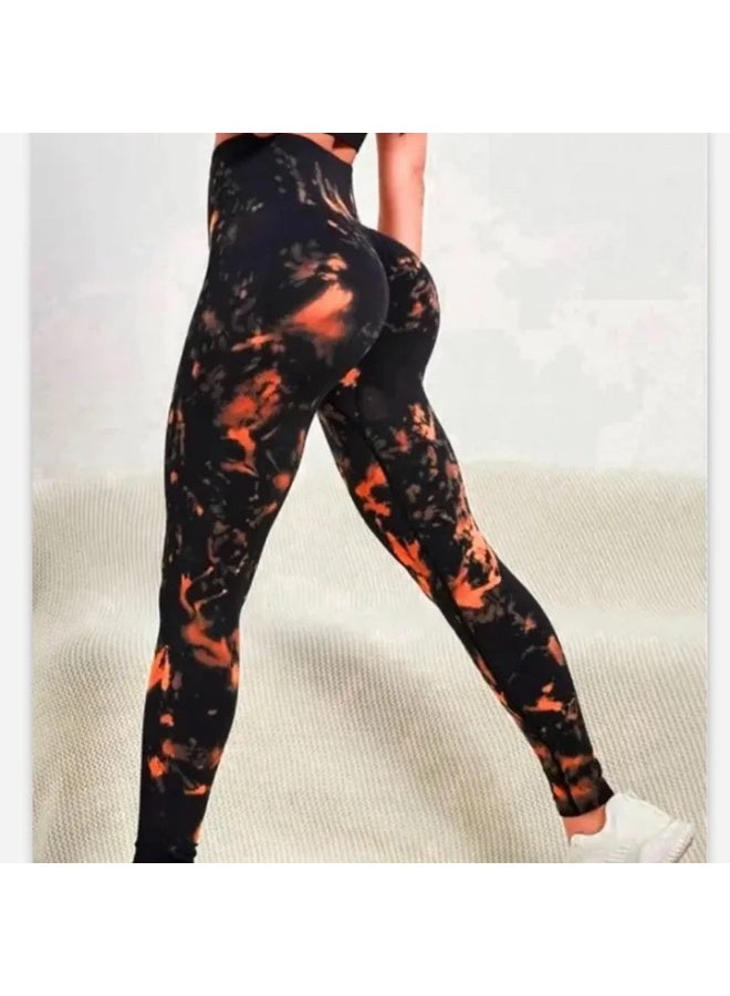 NIBEMINENT Seamless Tie-Dye High-Waisted Yoga Pants - Butt-Lifting Workout Leggings for Women, Squat-Proof Gym Running Tights with Tummy Control - Image 1