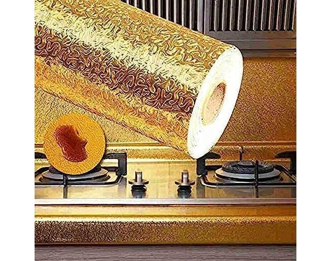 D-Fix ورق جدران رخام قابل للإزالة واللصق لتزيين المنزل، ملصقات جدارية ذاتية اللصق مقاومة للماء للمطبخ، الحمام، غرفة المعيشة – ورق جدران (60X200 سم (ذهب القمر) - Image 3