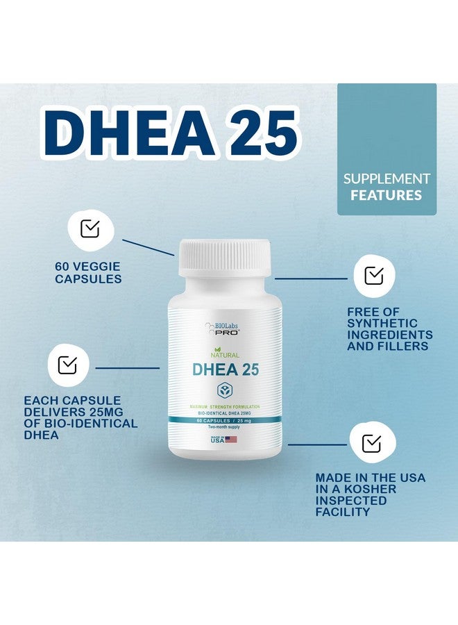 BIOLABS PRO Dhea Supplement For Women and Men, Dhea 25 Supplement for Hormone Balance, Pure Dhea Supplements Gluten Free, Dhea For Men Maximum Strength Formulation, Vegetarian Capsules (60 Caps - 2-Month Supply) - Image 2