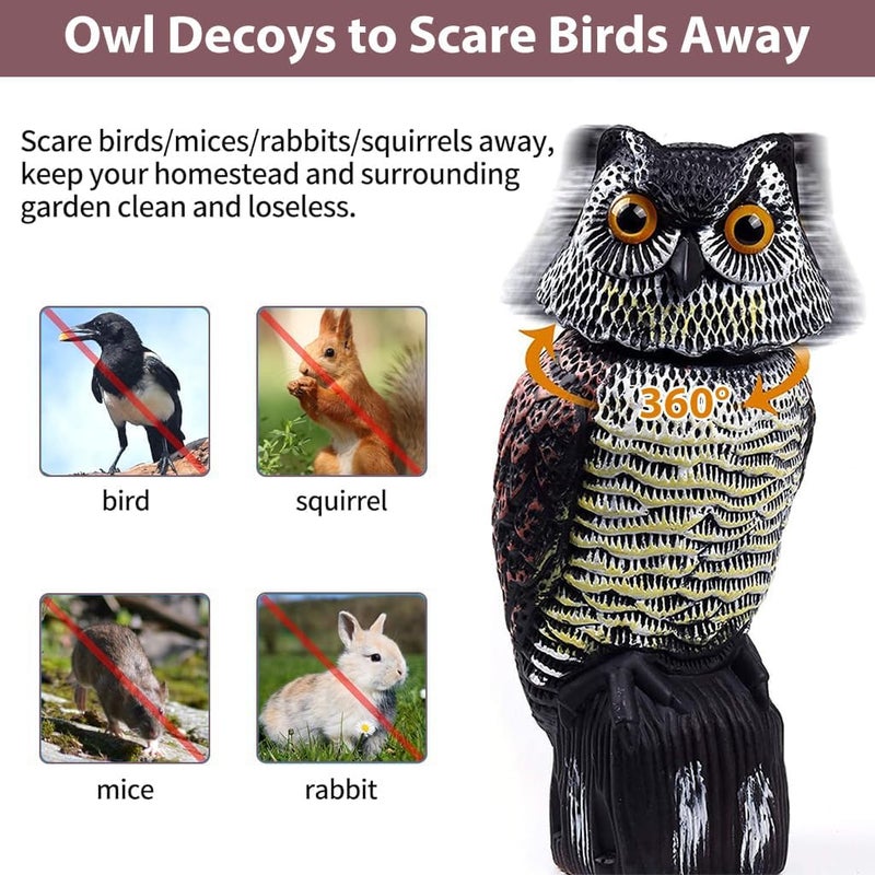 HASTHIP ® Outdoor Bird Repellent Devices - Bird/Pigeon Deterrent Scare Devices - Pigeon Repellent for Balcony - 360 Degree Rotating Head - Owl Decoys to Scare Bird - Pigeon Repellent for Garden & Yard - Image 5