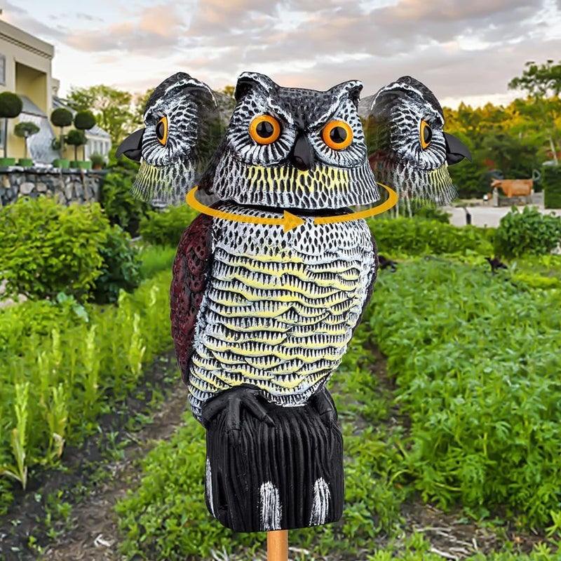 HASTHIP ® Outdoor Bird Repellent Devices - Bird/Pigeon Deterrent Scare Devices - Pigeon Repellent for Balcony - 360 Degree Rotating Head - Owl Decoys to Scare Bird - Pigeon Repellent for Garden & Yard - Image 1