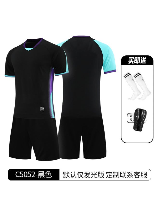 C5052-black (socks Leggings) Children's Football Game Campus Sports Meeting Team Uniform Set Toddler Football Jersey Jersey Quick-drying Training Uniform