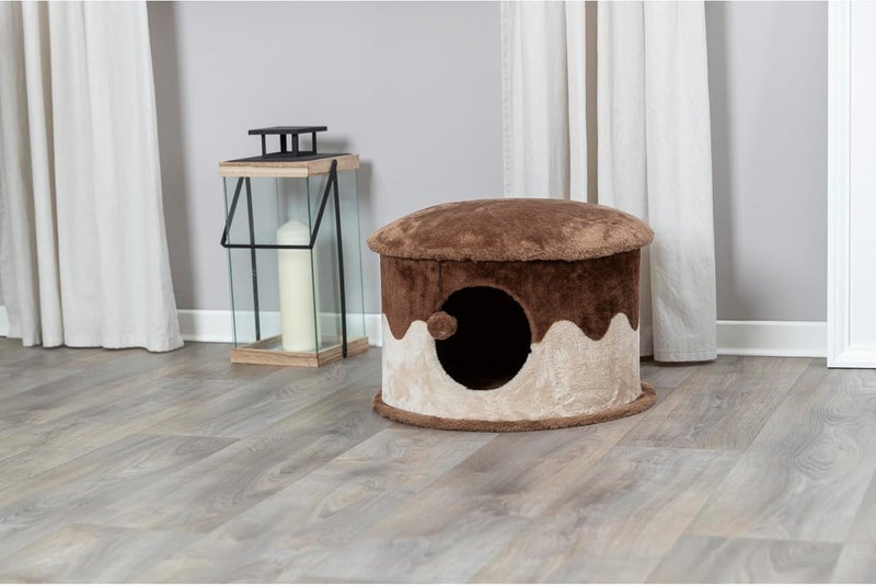 Trixie Cozy Cat Condo with Dangling Cat Toy,Brown,Small (20 x 13 in.) - Image 5