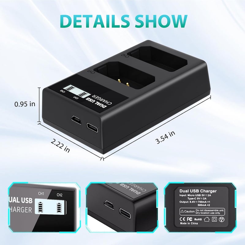 L & P -E10 Battery Charger, LCD Dual Charger Compatible with Canon EOS Rebel T7, T6, T5, T3, T100, 4000D, 3000D, 2000D, 1500D, 1300D, 1200D, 1100D, Kiss X50, X70, X80, X90(NOT for T3i T5i T6i T6s T7i) - Image 5