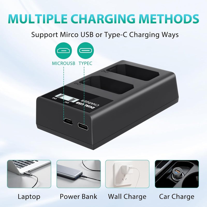 L & P -E10 Battery Charger, LCD Dual Charger Compatible with Canon EOS Rebel T7, T6, T5, T3, T100, 4000D, 3000D, 2000D, 1500D, 1300D, 1200D, 1100D, Kiss X50, X70, X80, X90(NOT for T3i T5i T6i T6s T7i) - Image 3