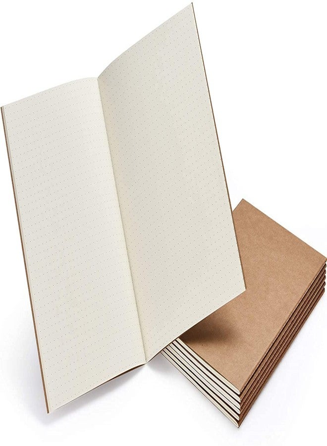 INNAXA Travel Journal Set with 6 Notebook Journals for Travelers - Kraft Brown Soft Cover - A5 Size - 210 mm x 140 mm (Doted) - Image 1