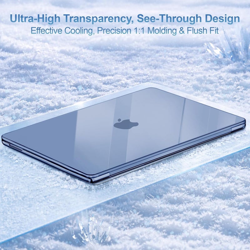 موسيسو غطاء مقاوم للتشقق من MOSISO متوافق مع حافظة MacBook Neo مقاس 13 بوصة طراز 2026 A3404 مع شريحة A18 Pro، غلاف صلب واقي وغطاء لوحة مفاتيح وفيلم شاشة ونوع C، نيلي بلوري - Image 3