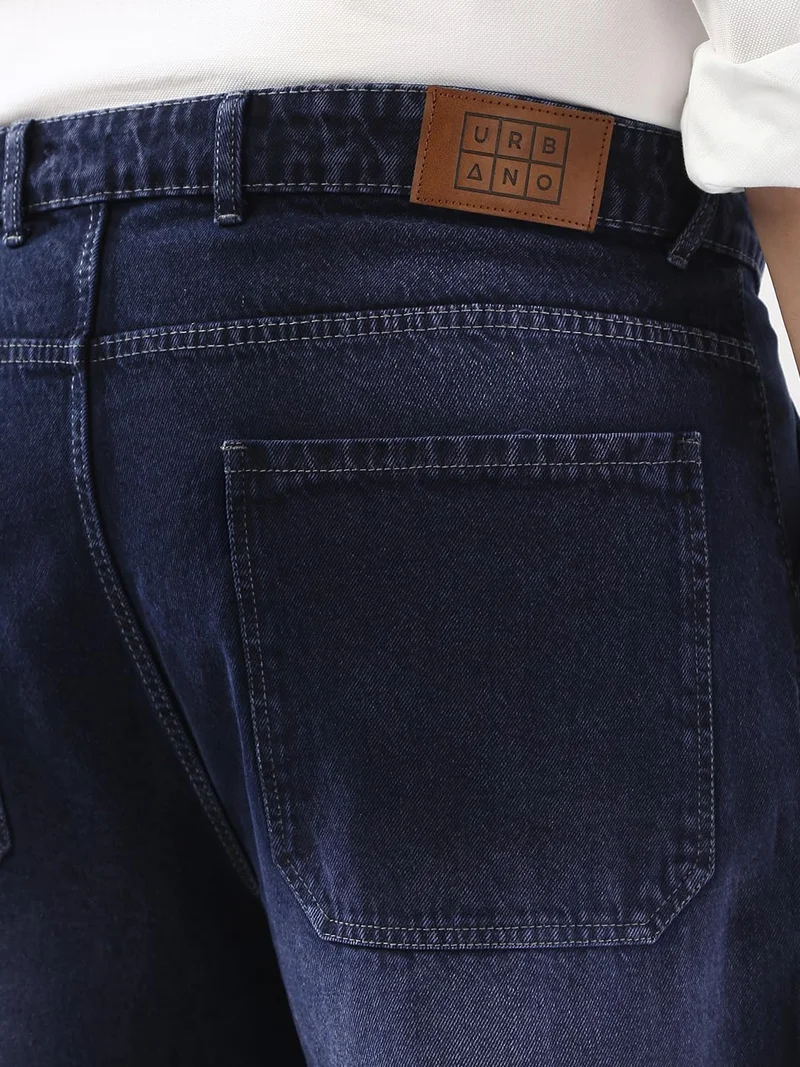 Urbano Fashion  Urbano Plus Men's Dark Blue Loose Fit Cargo Carpenter Jeans with 6 Pockets Non-Stretchable  | Best Price UAE