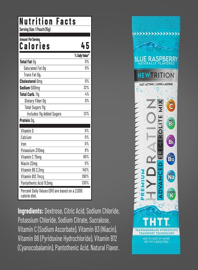 NewTrition® Hydration Powder - Pack of 48 Electrolyte Powder Packets, Naturally Flavored Hydrating Packets for Water, Fast Acting Electrolytes with Vitamins, Lime, Strawberry, Orange, Wild Berry - Image 2