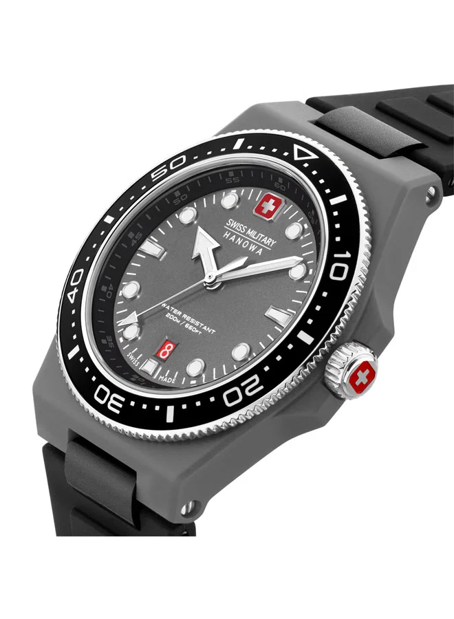 SWISS MILITARY HANOWA Ocean Pioneer Watch For Men With Black Silicone Strap - 45 mm