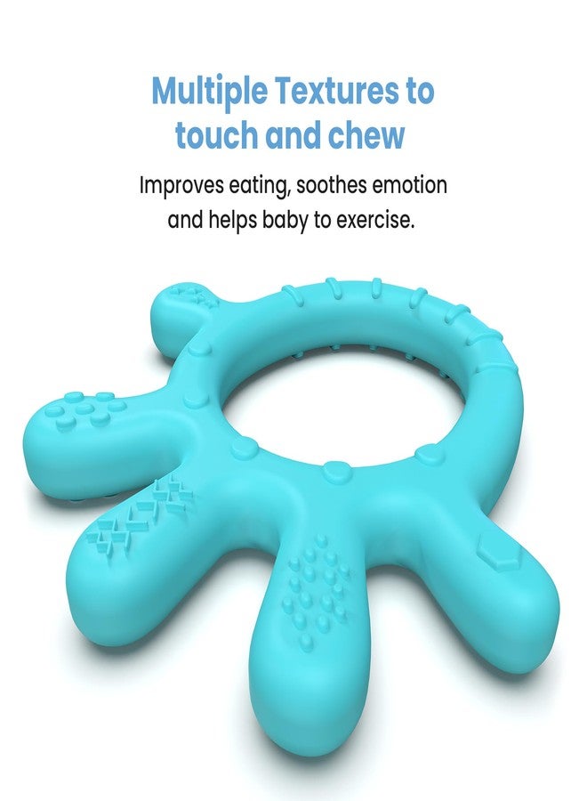 Cherilo Palm Shape Finger Teether for 3 to 12 Months Baby, Teething Toy Pacifier with Chewable, Raised & Textured Surface for Soothing Sore Gums, Easy Grip, BPA Free, Sea Blue Colour (Pack of 2) - Image 2