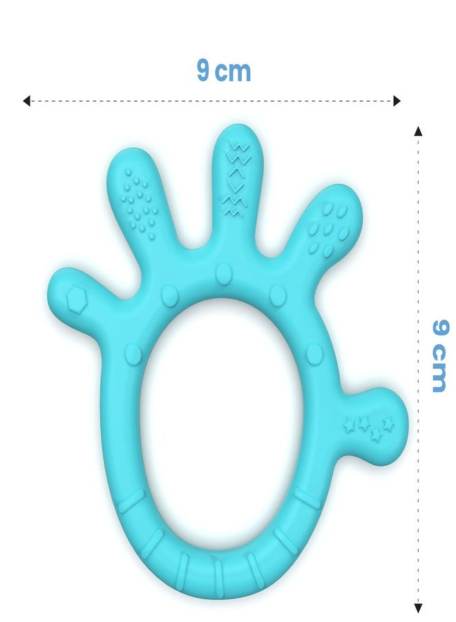 Cherilo Palm Shape Finger Teether for 3 to 12 Months Baby, Teething Toy Pacifier with Chewable, Raised & Textured Surface for Soothing Sore Gums, Easy Grip, BPA Free, Sea Blue Colour (Pack of 2) - Image 3