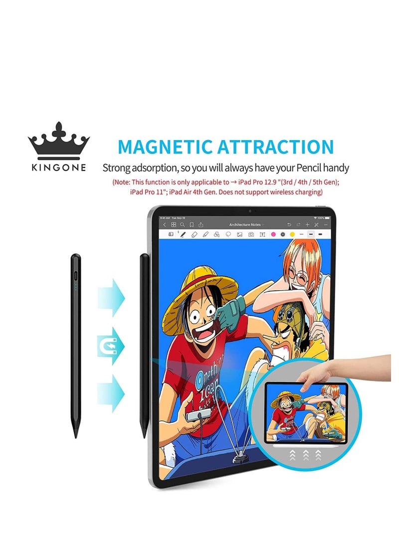 Upgraded Stylus Pen, iPad Pencil, Ultra High Precision & Sensitivity, Palm Rejection, Prevents False ON/OFF Touch, Power Display, Tilt Sensitivity, Magnetic Adsorption For iPad 2018 and Later  - Image 4