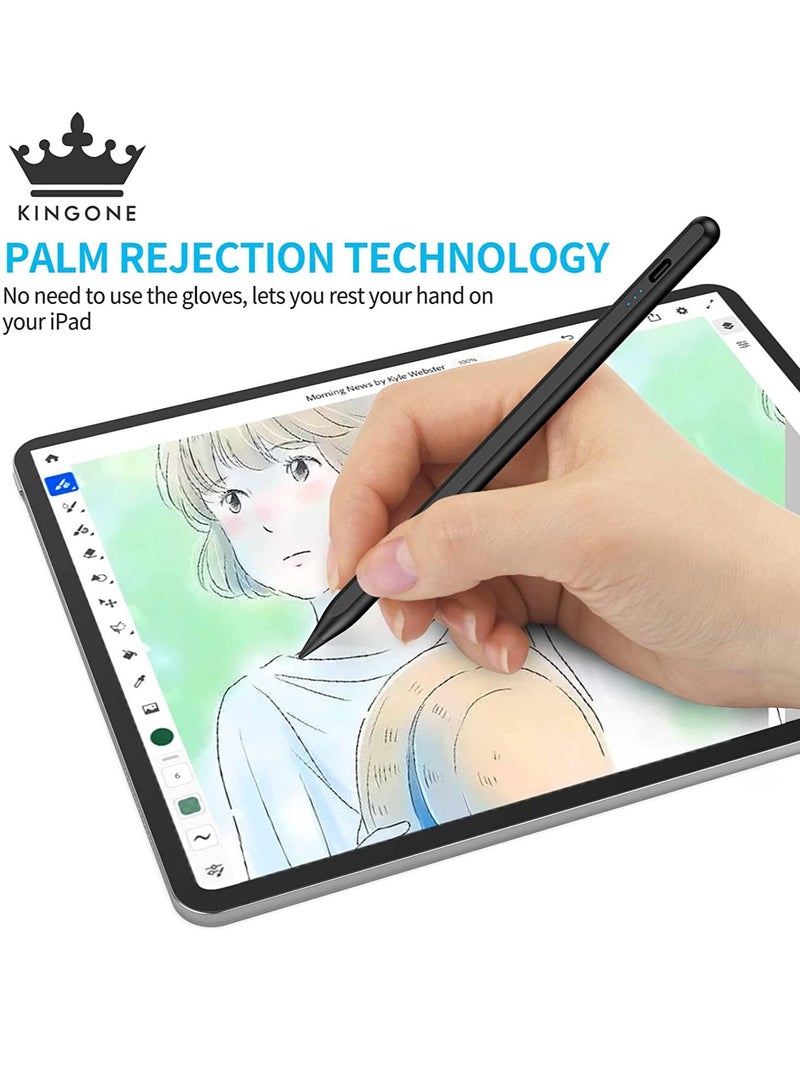 Upgraded Stylus Pen, iPad Pencil, Ultra High Precision & Sensitivity, Palm Rejection, Prevents False ON/OFF Touch, Power Display, Tilt Sensitivity, Magnetic Adsorption For iPad 2018 and Later  - Image 2