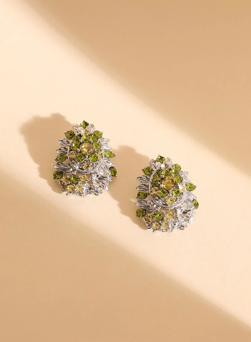SOHI Textured Crystal Artificial Stud Earring Jewellery