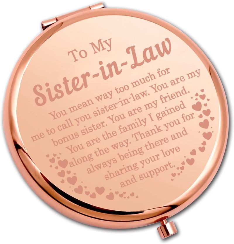 PLITI Sister in Law Compact Mirror Bonus Sister Gift Unbiological Sister Gift to My Sister in Law Inspirational Pocket Mirror (Sister-in-Law CMrg)