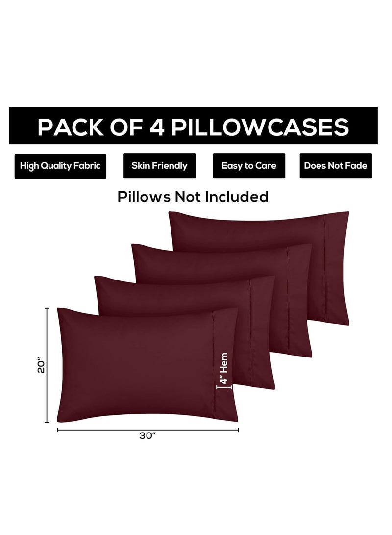 Utopia Bedding Queen Pillow Cases - 4 Pack - Envelope Closure - Soft Brushed Microfiber Fabric - Shrinkage and Fade Resistant Pillow Covers Queen Size 20 X 30 Inches (Queen, Burgundy) - Image 3