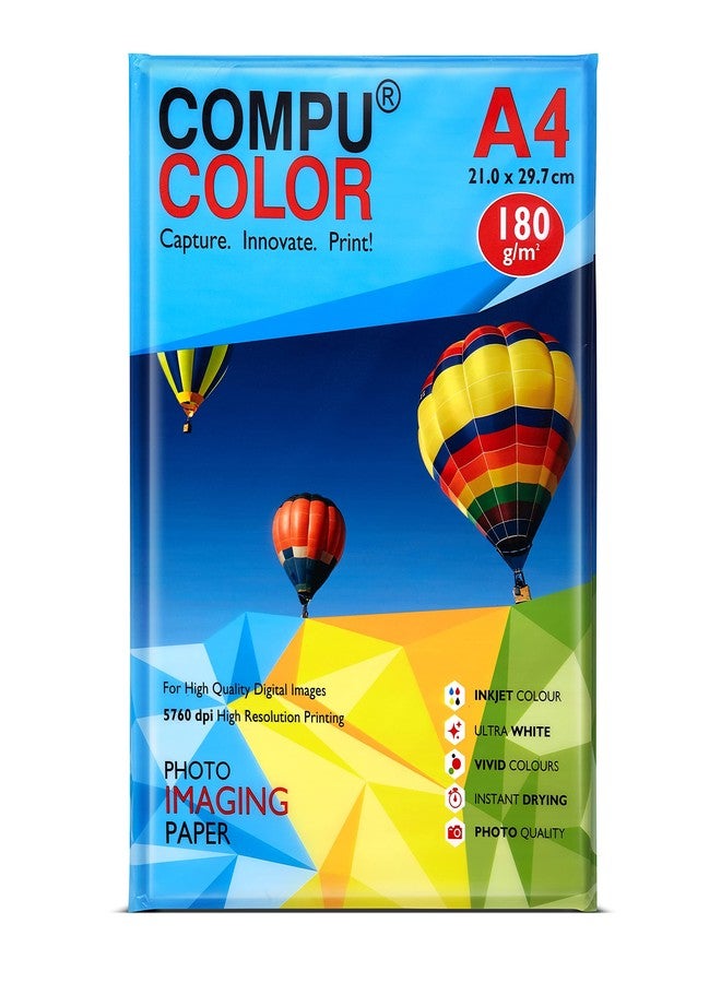 COMPUCOLOR- Cast Coated Primo Glossy Photo Paper 180GSM (A4 Size, 20 Sheets, Pack of 1) Bright White| For all Inkjet Printers | Water Proof, Scratch Resistant, Instant Dry, Long Lasting, Vibrant Color - Image 1