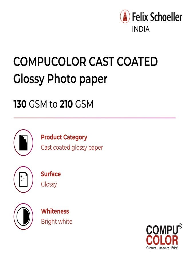 COMPUCOLOR- Cast Coated Primo Glossy Photo Paper 180GSM (A4 Size, 20 Sheets, Pack of 1) Bright White| For all Inkjet Printers | Water Proof, Scratch Resistant, Instant Dry, Long Lasting, Vibrant Color - Image 3