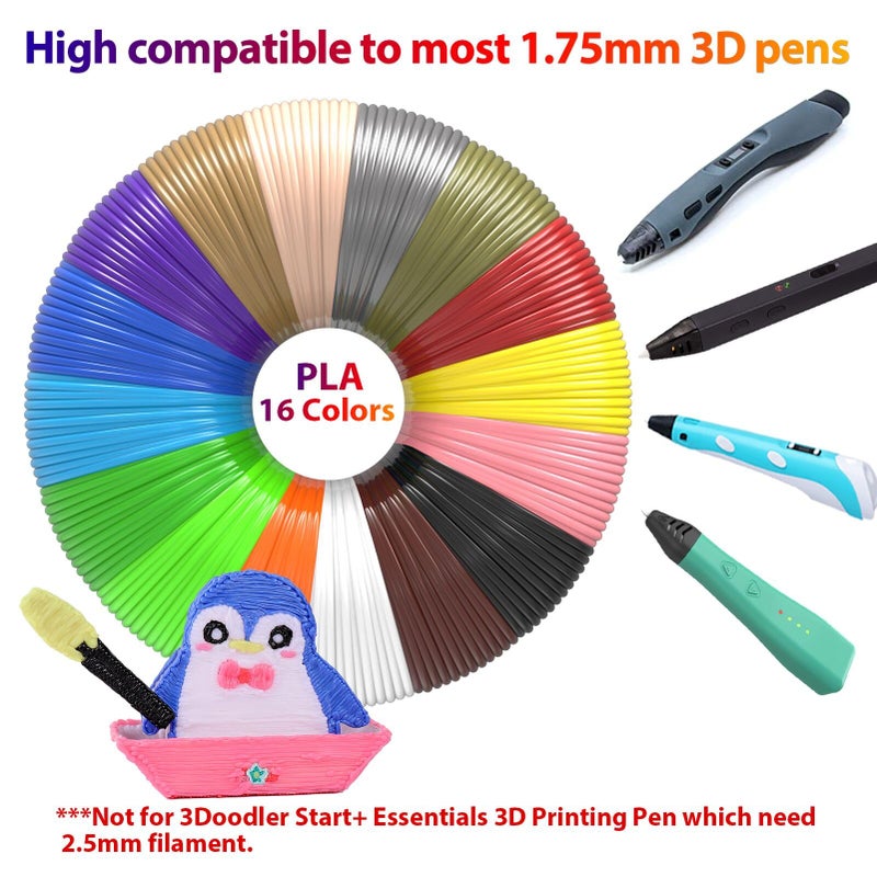 dikale 3D Pen Filament 160 Feet, 16 Colors, Each Color 10 Feet, 250 Stencils eBooks - 3D Printer Pen Refill PLA 1.75mm, Compatible with MYNT3D, SCRIB3D, PIKA3D Super and Pro Pen - Image 4