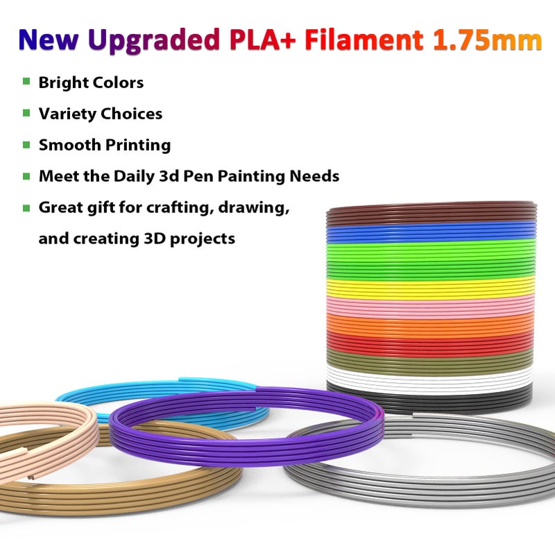 dikale 3D Pen Filament 160 Feet, 16 Colors, Each Color 10 Feet, 250 Stencils eBooks - 3D Printer Pen Refill PLA 1.75mm, Compatible with MYNT3D, SCRIB3D, PIKA3D Super and Pro Pen - Image 3