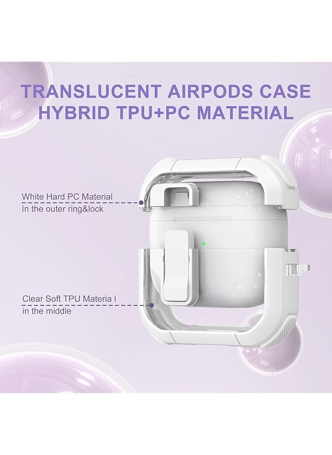 erorex - For Airpods 3 Clear Case Cover Automatic Snap For Switch Secure Lock Case For Airpod 3Rd 2021 Generation Case Cover With Cute Candy Keychain For Women White - Image 1