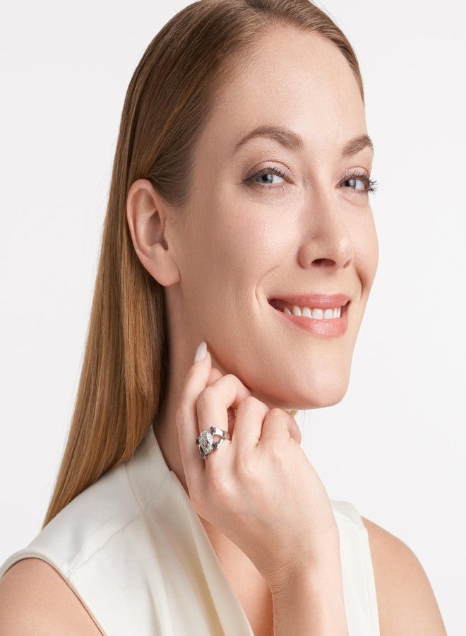 مورجان آند بايدج خاتم مورغان آند بيج من الفضة الإسترليني عيار 925 مطلي بالروديوم، مرصع بماسة سوداء وبيضاء بوزن إجمالي 1/10 قيراط، بتصميم جمجمة وعظمتين متقاطعتين، مناسب للرجال أو النساء (لون IJ، نقاء I2-I3) - خواتم من الفضة الإسترليني، مقاس 8 - Image 4