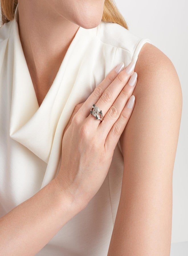 مورجان آند بايدج خاتم مورغان آند بيج من الفضة الإسترليني عيار 925 مطلي بالروديوم، مرصع بماسة سوداء وبيضاء بوزن إجمالي 1/10 قيراط، بتصميم جمجمة وعظمتين متقاطعتين، مناسب للرجال أو النساء (لون IJ، نقاء I2-I3) - خواتم من الفضة الإسترليني، مقاس 8 - Image 2