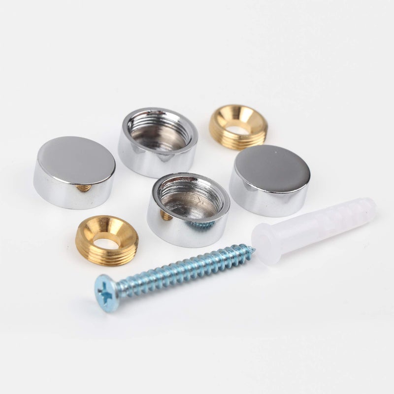 malleable Mirror Screws Brass Cap Decorative Mirror Nails 0.6"" Polished Chrome 4 Pack - Image 4