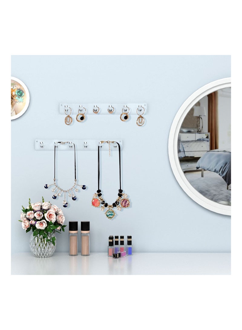 Y&D, Acrylic Necklace Organizer Wall Mounted with 6 Hooks, for Hanging Necklace, Jewelry, Bangles, Bracelets and Rings - Image 4
