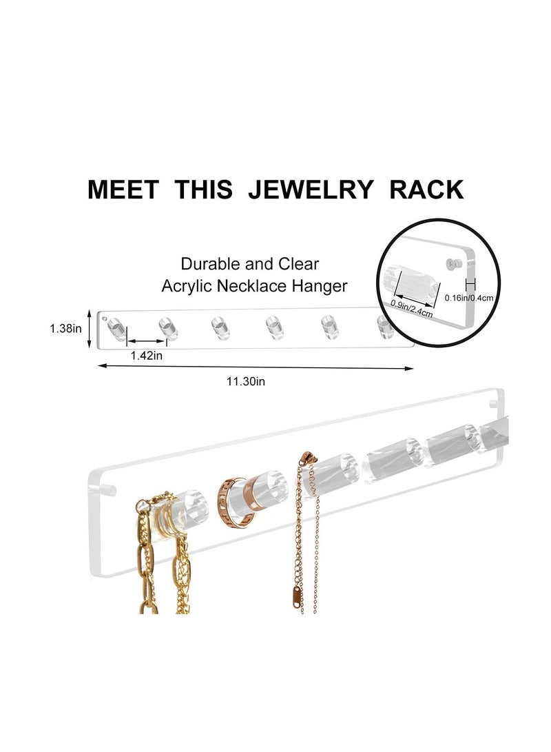 Y&D, Acrylic Necklace Organizer Wall Mounted with 6 Hooks, for Hanging Necklace, Jewelry, Bangles, Bracelets and Rings - Image 2