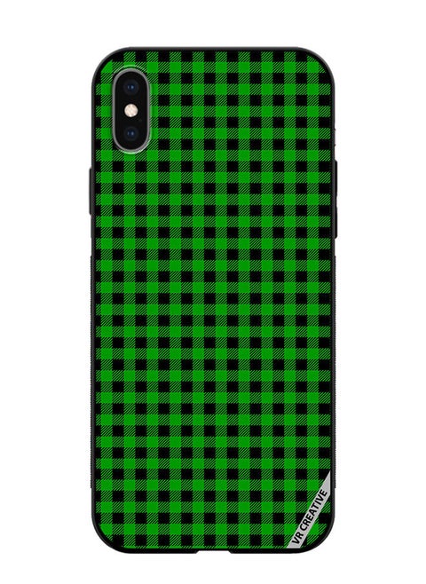 Protective Case Cover For Apple iPhone XS Max Green And Black Buffalo Plaid Texture Checkered Seamless Pattern Design Multicolour