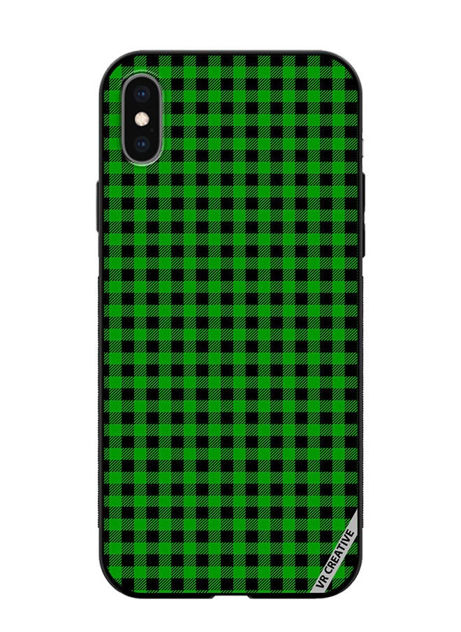 Protective Case Cover For Apple iPhone XS Max Green And Black Buffalo Plaid Texture Checkered Seamless Pattern Design Multicolour