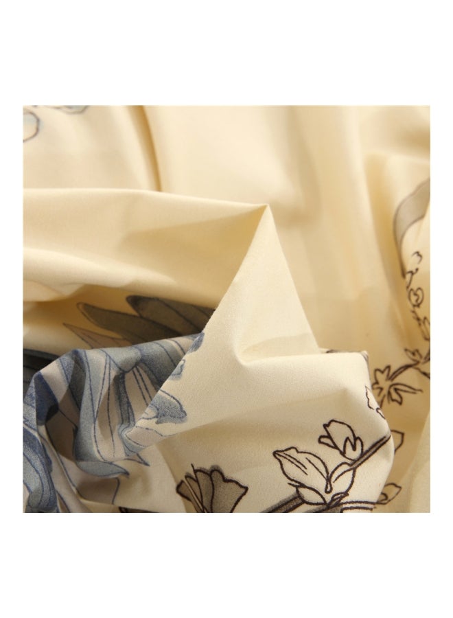 3-Piece Printed Duvet Cover Set Polyester Beige/Grey - Image 3