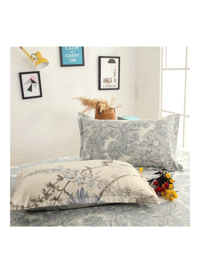 3-Piece Printed Duvet Cover Set Polyester Beige/Grey - Image 4