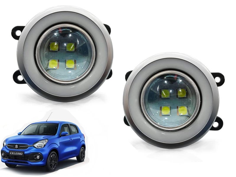 Auto Pearl Projector 3x1 DRL LED Metal Car Fog Light Compatible with - Celerio (Set of 2 Pcs) - Image 1