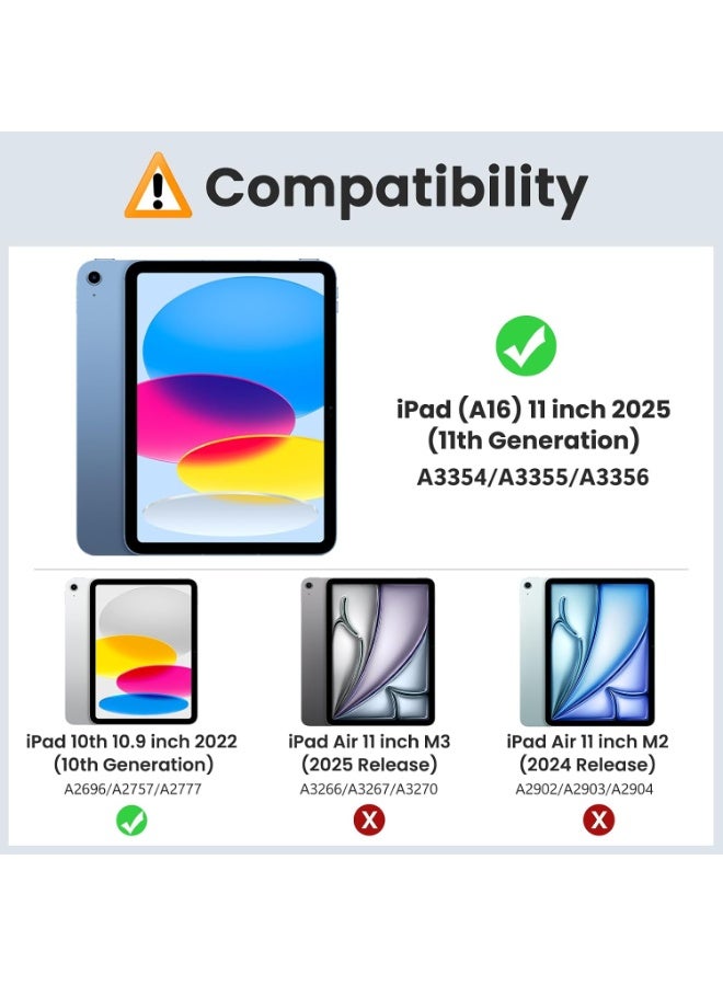 باروكس جراب لجهاز iPad (A16) الجيل الحادي عشر، وiPad الجيل العاشر، أزرق كحلي  جراب لجهاز iPad مقاس 11/10.9 بوصة، موديلات 2025/2022، بتصميم نحيف مع حامل للوقوف، وغطاء خلفي صلب من مادة PC شبه شفافة، وغطاء ذكي، يدعم Touch ID، وميزة التشغيل/الإيقاف التلقائي عند فتح وإغلاق الغطاء - Image 2