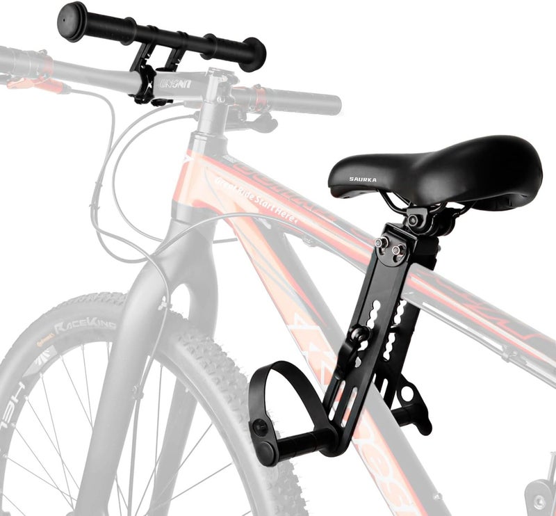 saurka Kid Bike Seat Front Mounted and Handlebar for Mountain Bike Parent-Child Cycling, Child Bicycle Seat&Child Handlebar Compatible with All Adult MTB Bike Cycling(Handlebar+Seat) - Image 1