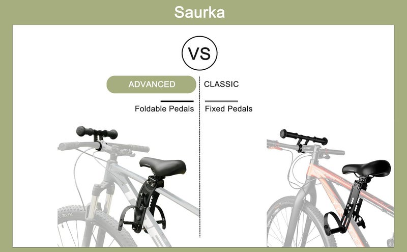 saurka Kid Bike Seat Front Mounted and Handlebar for Mountain Bike Parent-Child Cycling, Child Bicycle Seat&Child Handlebar Compatible with All Adult MTB Bike Cycling(Handlebar+Seat) - Image 2