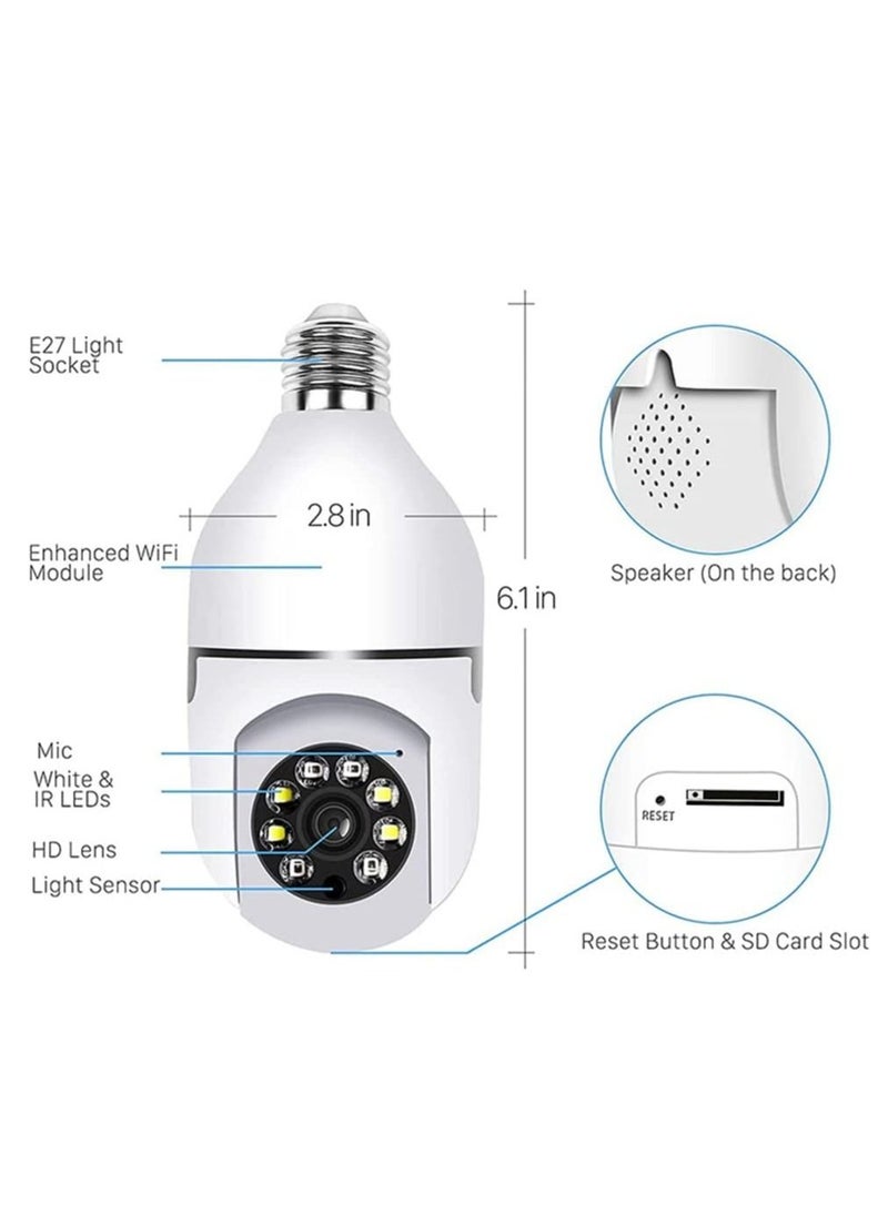 Generic - Home Tovnet Light Bulb Security Camera Wireless 2.4Ghz Wifi Pan/Tilt 360 Degree PTZ Camera 1080P HD Panoramic Cam, with 2-Way Audio & Motion Detection & Night Vision & Siren Alarm - Image 1