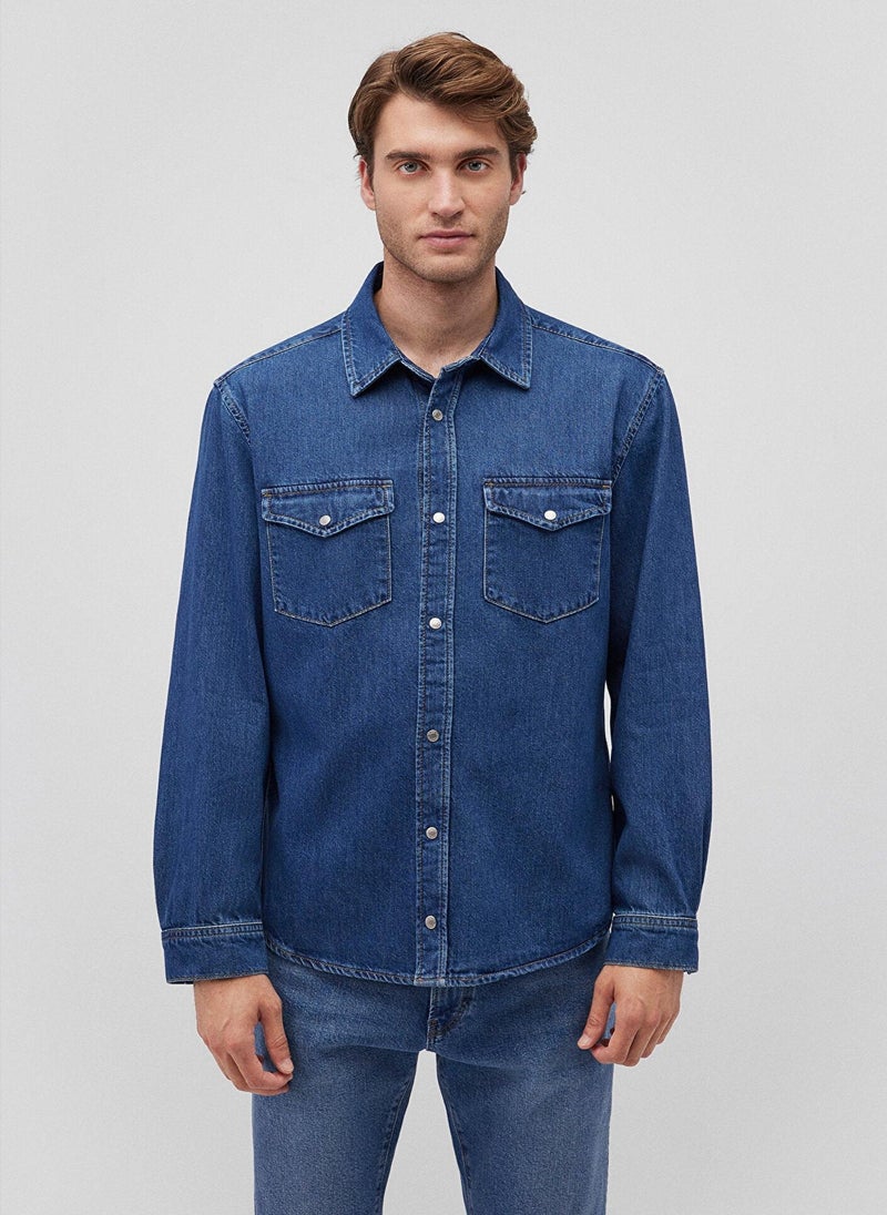 MAVI Ted Dark Brushed Denim Jean Shirt - Image 3