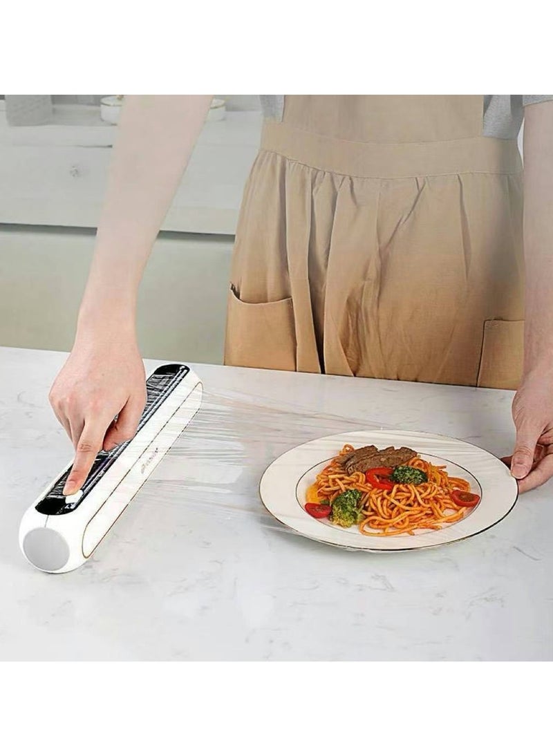 Plastic Wrap Dispenser with Slide Cutter Food Cling Wrap with Magnetic Base Wrap Film Cutter Refillable Cling Film Dispenser for Desktop，Refrigerator - Image 2